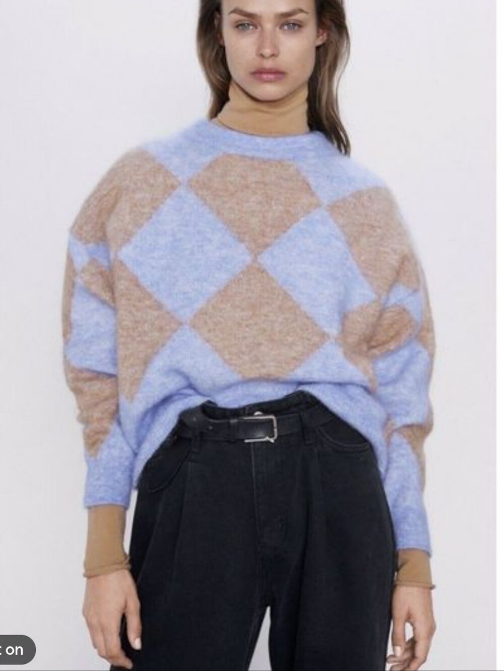 Zara Mohair Blend Argyle Sweater